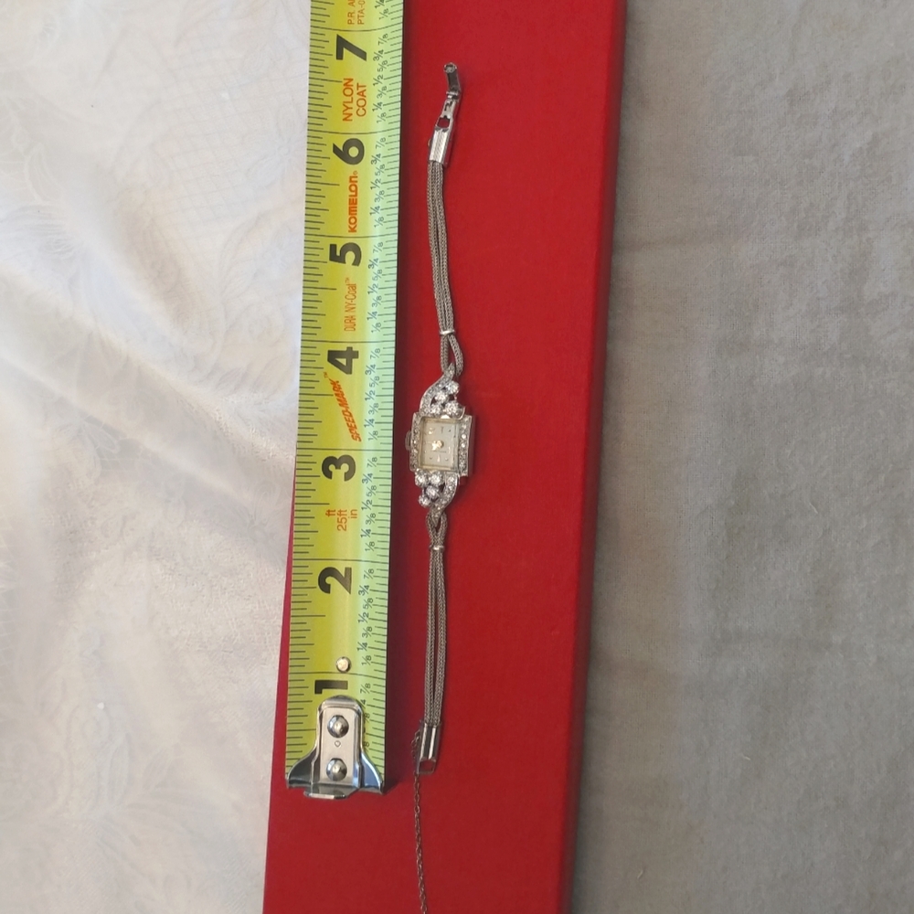 Vintage Hamilton White Gold & Diamond Watch - Picture 4 of 4